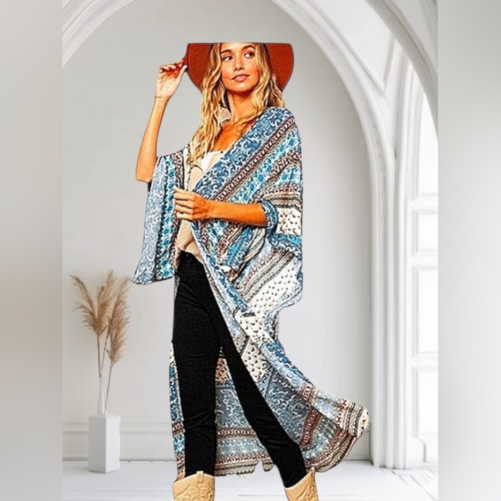 BOHEMIAN STYLE DUSTER WITH WIND SLEEVES NEW BOUTIQUE ITEM SIZE MEDIUM